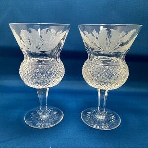 EDINBURGH CRYSTAL White Wine Thistle (Cut) Goblets- TWO